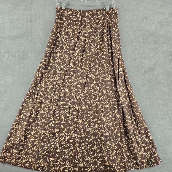Vintage Express 90's Floral Maxi Skirt Brown Ditsy Print Cottagecore Coquette L - Picture 2 of 8